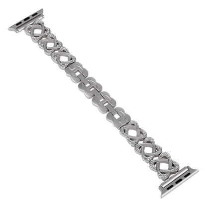 For Apple Watch Series 9 41mm Hearts Crossed Diamond Metal Watch Band(Starlight Color) by bashfashion