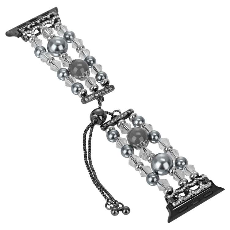 For Apple Watch Ultra 49mm Beaded Onyx Retractable Chain Watch Band(Grey) by bashfashion