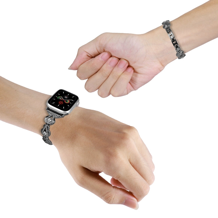 For Apple Watch Ultra 2 49mm Gourd Diamond Metal Watch Band(Black) by bashfashion