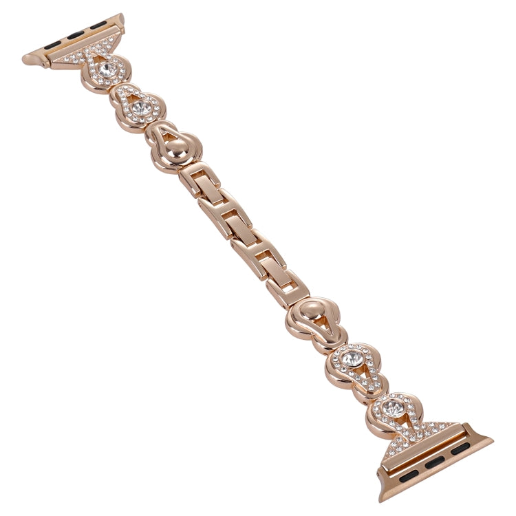 For Apple Watch Ultra 2 49mm Gourd Diamond Metal Watch Band(Rose Gold) by bashfashion