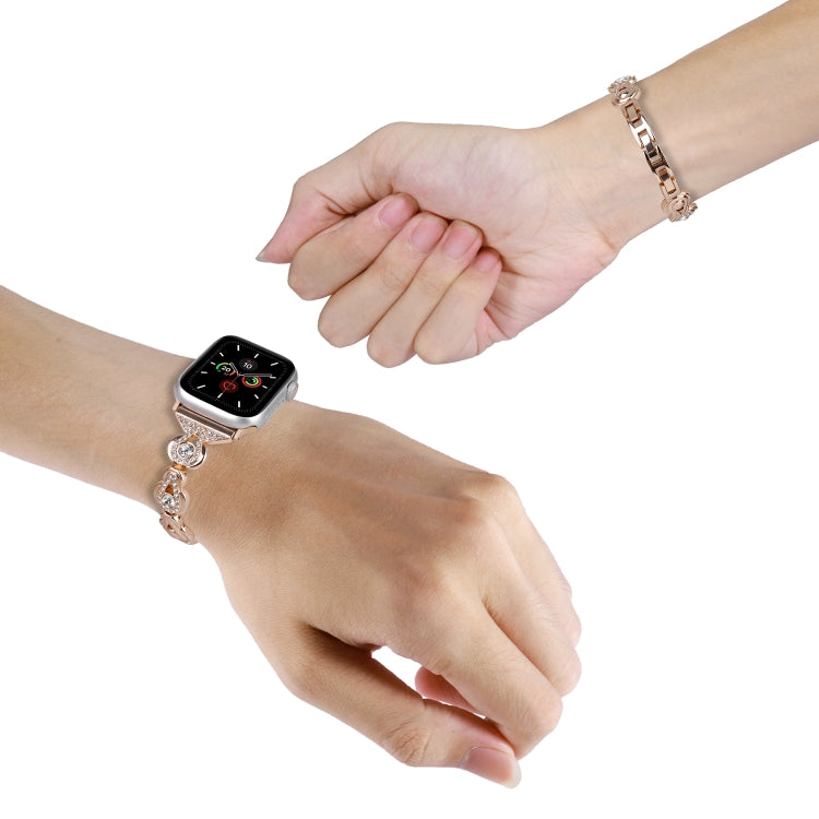 For Apple Watch Ultra 2 49mm Gourd Diamond Metal Watch Band(Rose Gold) by bashfashion