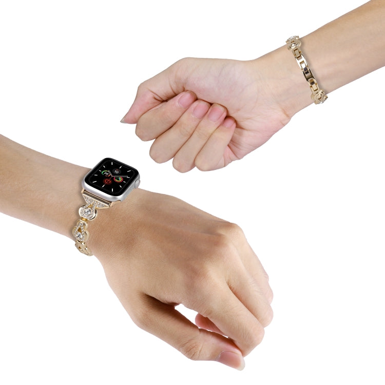 For Apple Watch Ultra 49mm Gourd Diamond Metal Watch Band(Gold) by bashfashion
