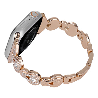 For Apple Watch Ultra 49mm Gourd Diamond Metal Watch Band(Rose Gold) by bashfashion