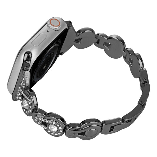 For Apple Watch Series 4 44mm Gourd Diamond Metal Watch Band(Black) by bashfashion