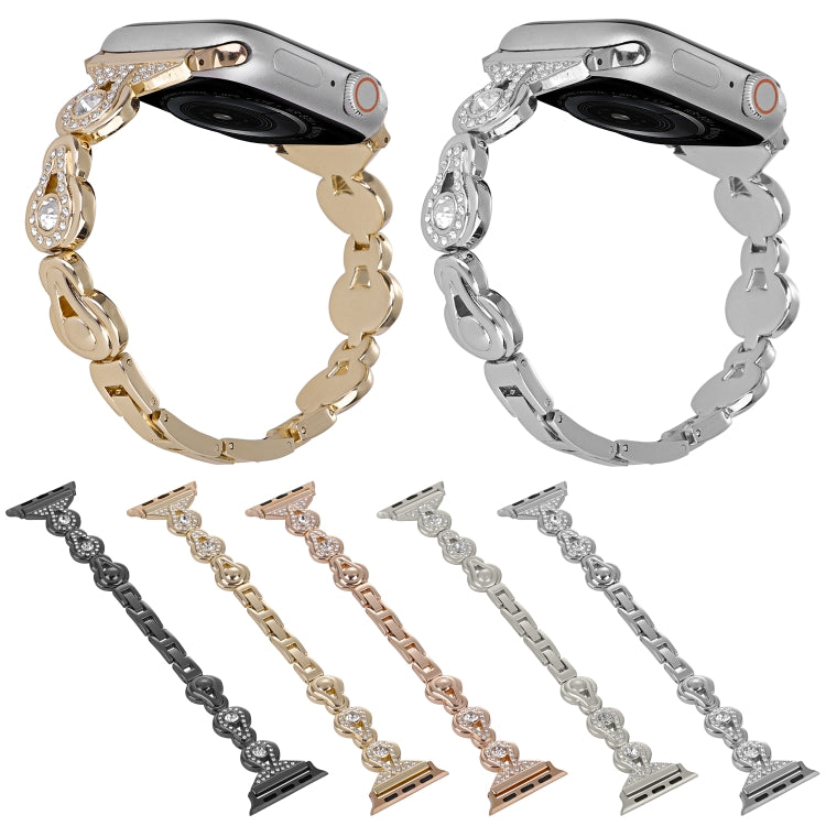 For Apple Watch Series 6 44mm Gourd Diamond Metal Watch Band(Silver) by bashfashion