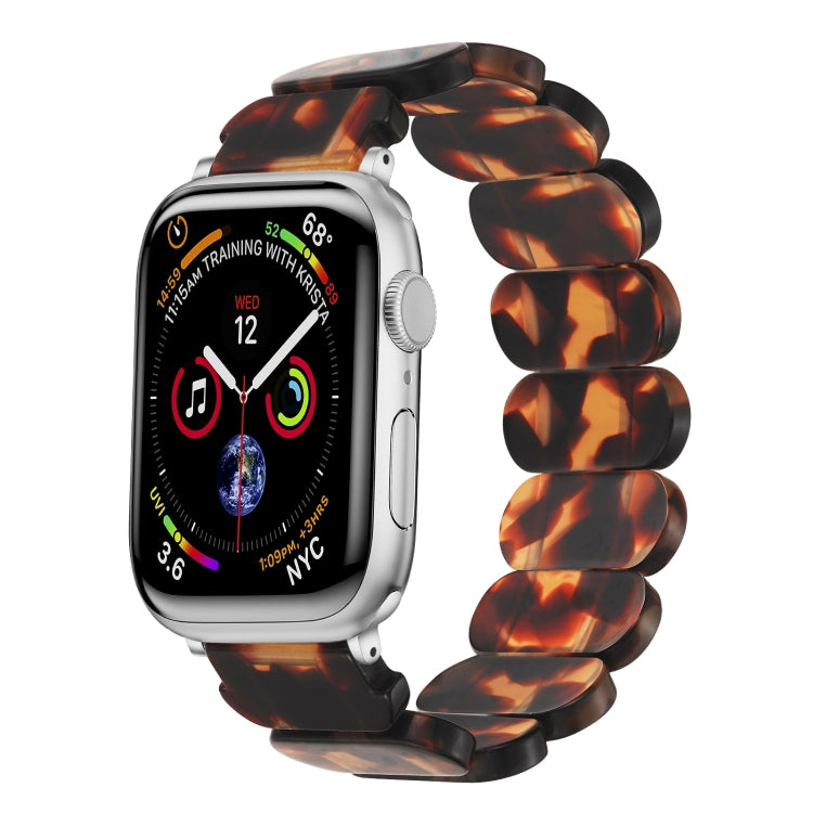 For Apple Watch Series 8 41mm Stretch Rope Resin Watch Band(Tortoiseshell) by bashfashion