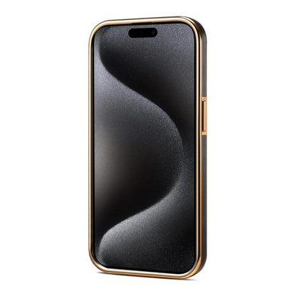 For iPhone 15 Pro Denior Fragrant Calf Texture Electroplating Phone Case(Black) by Denior