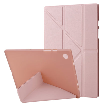 For Samsung Galaxy Tab A9+ TPU Deformation Multi-Fold Leather Tablet Case(Rose Gold) by bashfashion