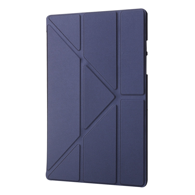 For Samsung Galaxy Tab A11 / A9 TPU Deformation Multi-Fold Leather Tablet Case(Navy Blue) by bashfashion