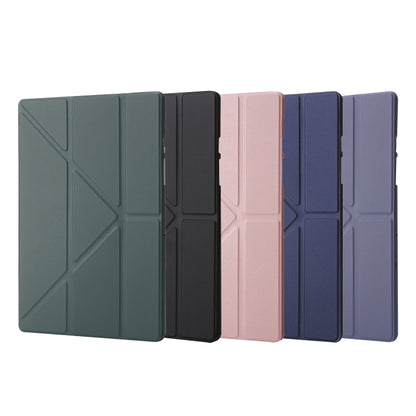 For Samsung Galaxy Tab A11 / A9 TPU Deformation Multi-Fold Leather Tablet Case(Lavender Grey) by bashfashion