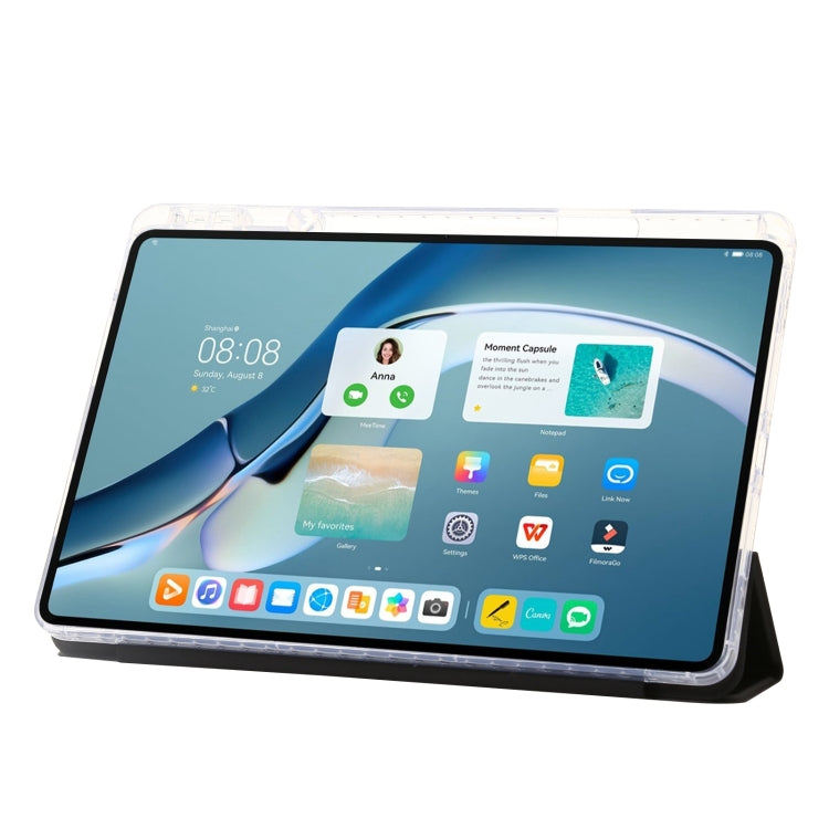 For Huawei Matepad 11 Pro 2024 Clear Acrylic 3-Fold Leather Tablet Case(Black) by bashfashion