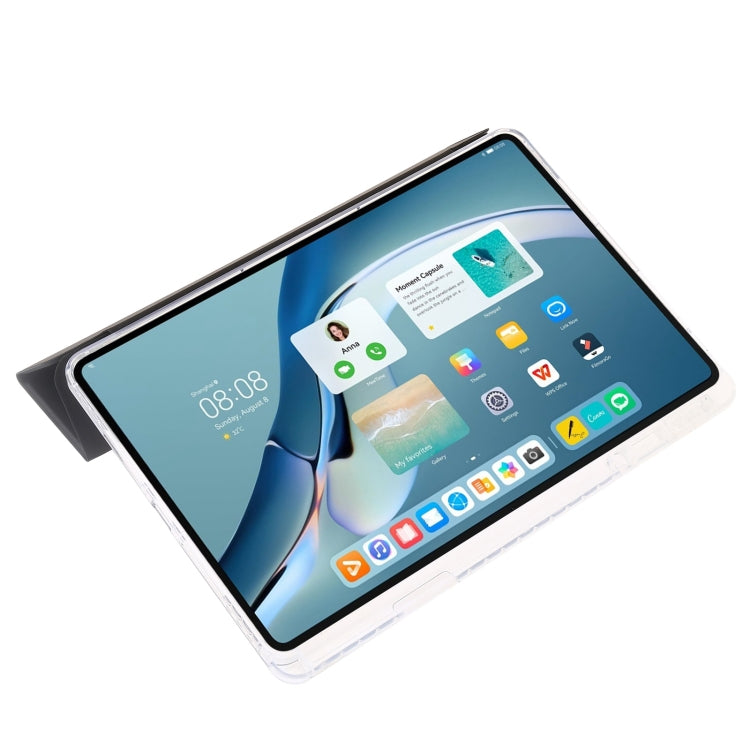 For Huawei Matepad 11 Pro 2024 Clear Acrylic 3-Fold Leather Tablet Case(Black) by bashfashion