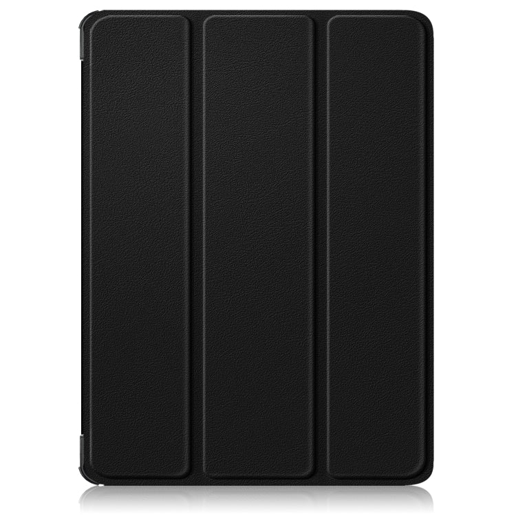 For OnePlus Pad Go / OPPO Pad Air2 / Neo Custer Solid Color 3-fold Holder Smart Leather Tablet Case(Black) by bashfashion