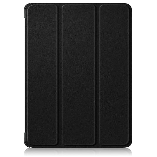 For OnePlus Pad Go / OPPO Pad Air2 / Neo Custer Solid Color 3-fold Holder Smart Leather Tablet Case(Black) by bashfashion