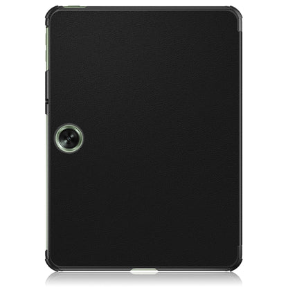 For OnePlus Pad Go / OPPO Pad Air2 / Neo Custer Solid Color 3-fold Holder Smart Leather Tablet Case(Black) by bashfashion
