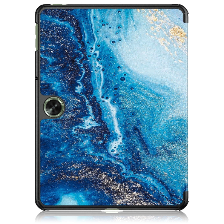 For OnePlus Pad Go / OPPO Pad Air2 / Neo Custer Painted 3-fold Holder Smart Leather Tablet Case(Waves) by bashfashion