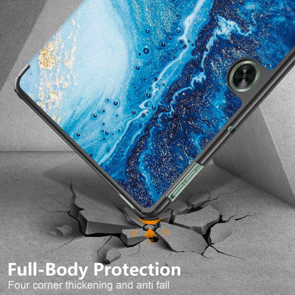 For OnePlus Pad Go / OPPO Pad Air2 / Neo Custer Painted 3-fold Holder Smart Leather Tablet Case(Waves) by bashfashion