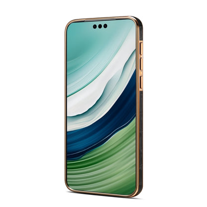 For Huawei Mate 60 Denior Crocodile Texture Genuine Leather Electroplating Phone Case(Black) by Denior