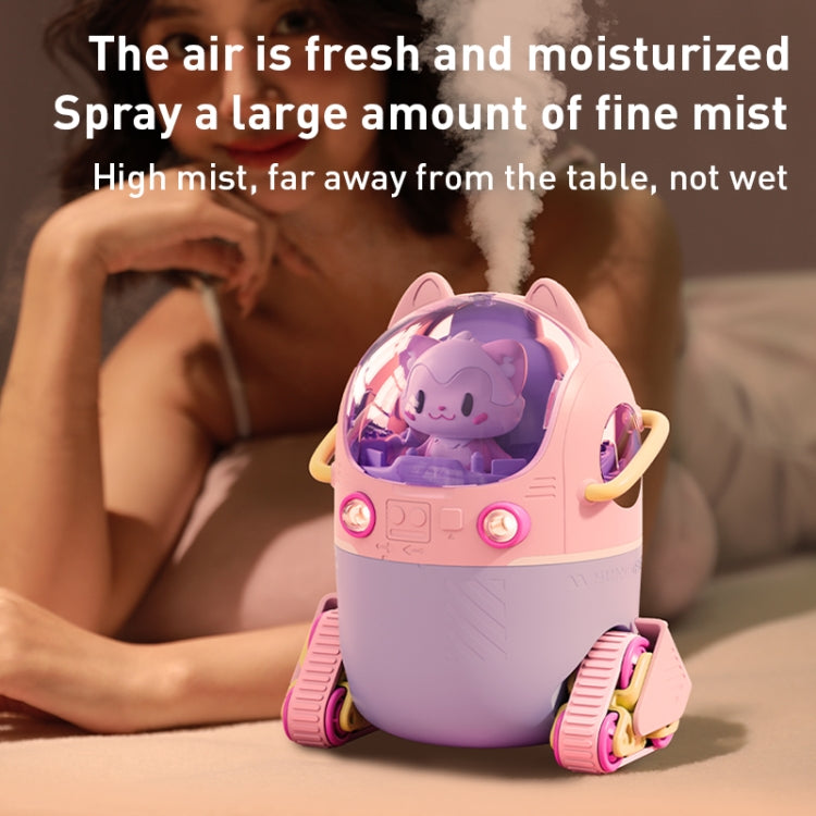 MJ066 220ML Portable Desktop Cute Cartoon Tank Car Air Humidifier with LED Lights, Model:USB(Pink) by bashfashion