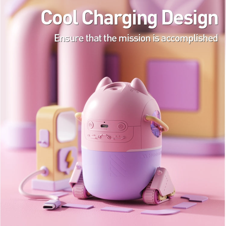 MJ066 220ML Portable Desktop Cute Cartoon Tank Car Air Humidifier with LED Lights, Model:USB(Pink) by bashfashion