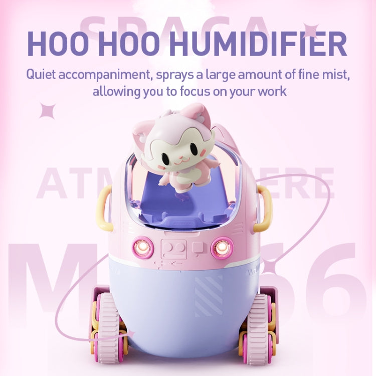 MJ066 220ML Portable Desktop Cute Cartoon Tank Car Air Humidifier with LED Lights, Model:Rechargeable(Pink) by bashfashion