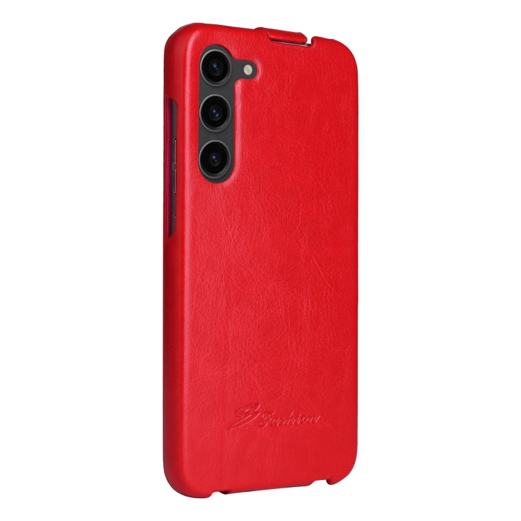For Samsung Galaxy S24+ 5G Fierre Shann 64 Texture Vertical Flip PU Leather Phone Case(Red) by FIERRE SHANN