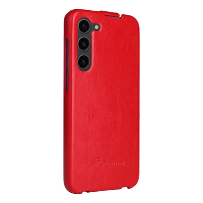 For Samsung Galaxy S24+ 5G Fierre Shann 64 Texture Vertical Flip PU Leather Phone Case(Red) by FIERRE SHANN