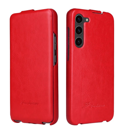 For Samsung Galaxy S24 5G Fierre Shann 64 Texture Vertical Flip PU Leather Phone Case(Red) by FIERRE SHANN