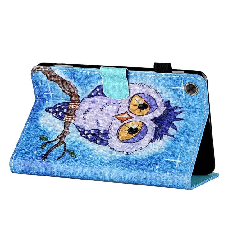 For Samsung Galaxy Tab A11+ / A9+ Coloured Drawing Stitching Smart Leather Tablet Case(Blue Owl) by bashfashion