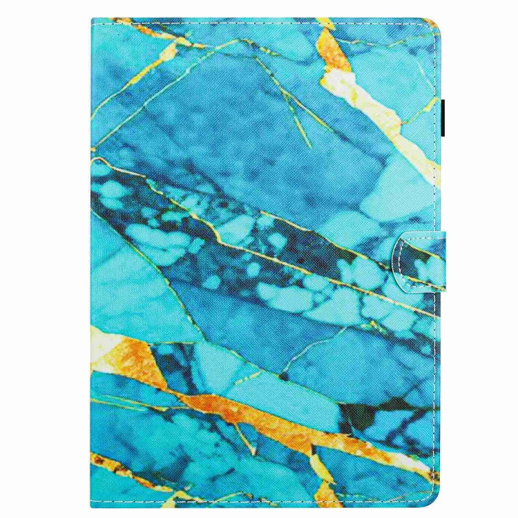 For iPad 2025 / 2022 Marble Pattern Stitching Smart Leather Tablet Case(Gold Blue) by bashfashion