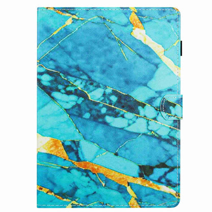 For iPad 2025 / 2022 Marble Pattern Stitching Smart Leather Tablet Case(Gold Blue) by bashfashion