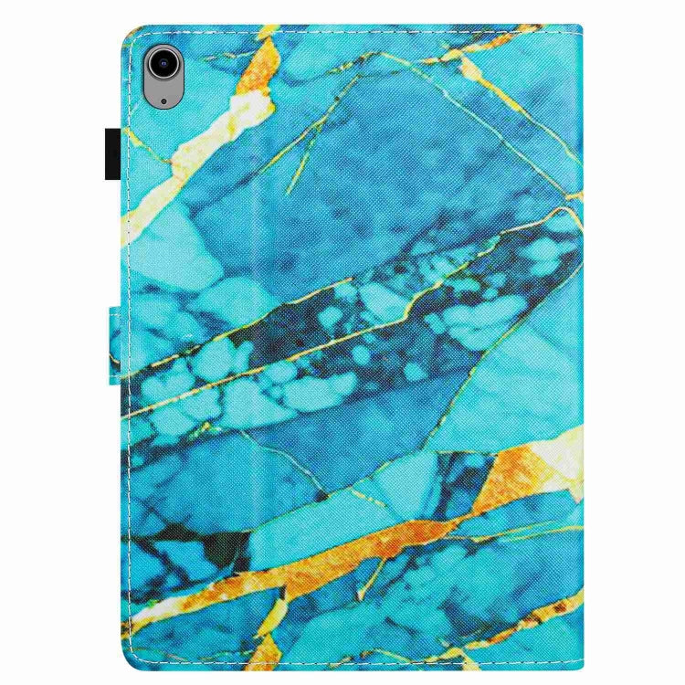 For iPad 2025 / 2022 Marble Pattern Stitching Smart Leather Tablet Case(Gold Blue) by bashfashion