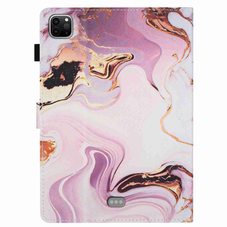 For iPad 11 Pro 2024 / 2020 / Air 4 10.9 Marble Pattern Stitching Smart Leather Tablet Case(Gold Pink) by bashfashion