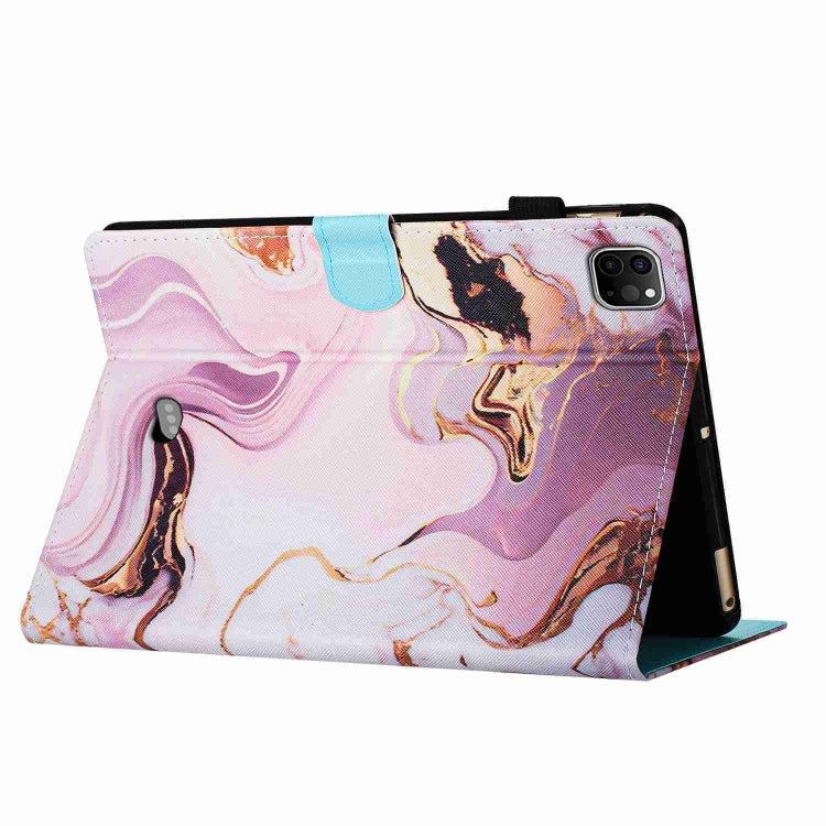 For iPad 11 Pro 2024 / 2020 / Air 4 10.9 Marble Pattern Stitching Smart Leather Tablet Case(Gold Pink) by bashfashion