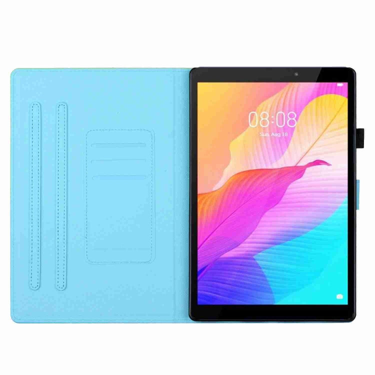 For iPad 9.7 2018 / 2017 Marble Pattern Stitching Smart Leather Tablet Case(Gold Blue)
