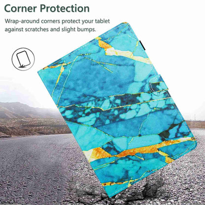 For iPad 9.7 2018 / 2017 Marble Pattern Stitching Smart Leather Tablet Case(Gold Blue)