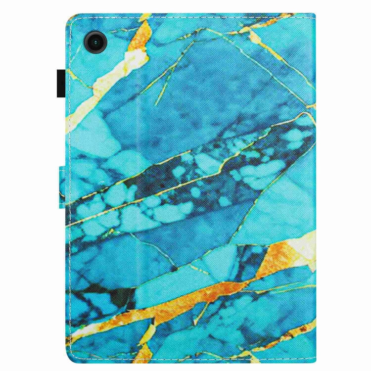 For Samsung Galaxy Tab A8 10.5 Marble Pattern Stitching Smart Leather Tablet Case(Gold Blue) by bashfashion