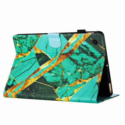 For Samsung Galaxy Tab A8 10.5 Marble Pattern Stitching Smart Leather Tablet Case(Gold Green) by bashfashion