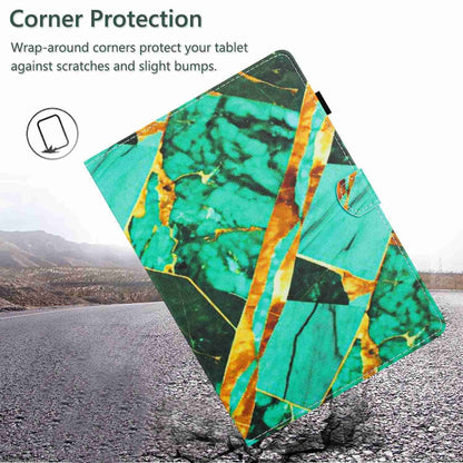 For Samsung Galaxy Tab A8 10.5 Marble Pattern Stitching Smart Leather Tablet Case(Gold Green) by bashfashion