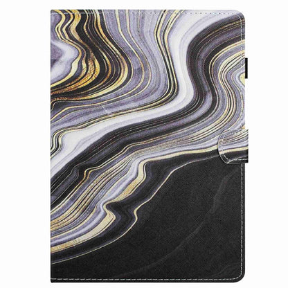 For Samsung Galaxy Tab A8 10.5 Marble Pattern Stitching Smart Leather Tablet Case(Black Gold) by bashfashion