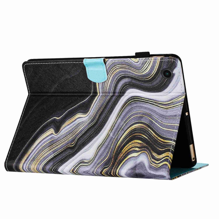 For Samsung Galaxy Tab A8 10.5 Marble Pattern Stitching Smart Leather Tablet Case(Black Gold) by bashfashion