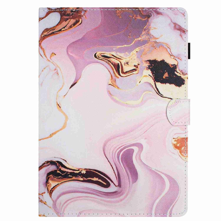 For Samsung Galaxy Tab A8 10.5 Marble Pattern Stitching Smart Leather Tablet Case(Gold Pink) by bashfashion