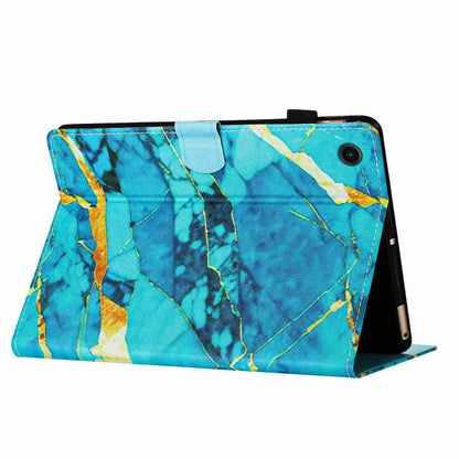 For Samsung Galaxy Tab A11 / A9 Marble Pattern Stitching Smart Leather Tablet Case(Gold Blue) by bashfashion