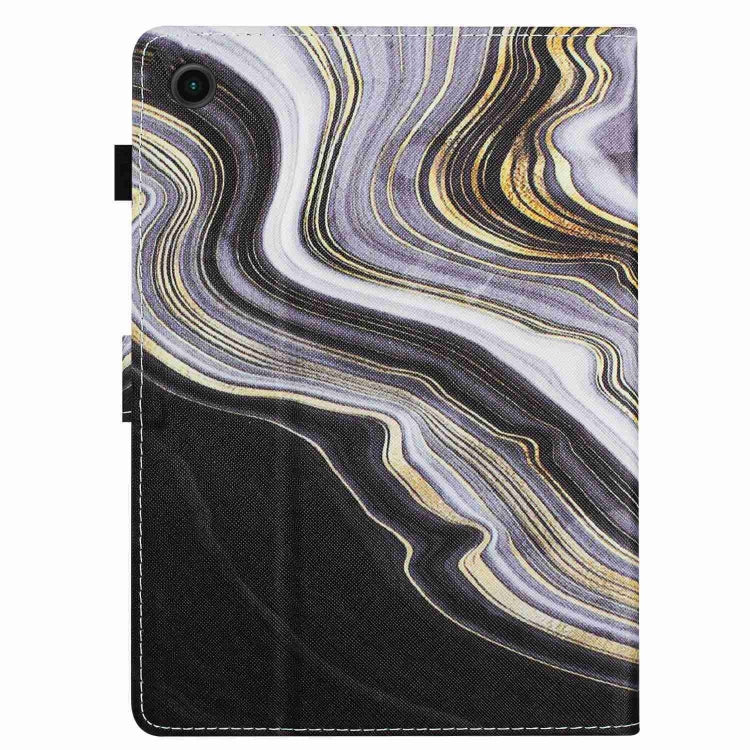 For Samsung Galaxy Tab A11 / A9 Marble Pattern Stitching Smart Leather Tablet Case(Black Gold) by bashfashion