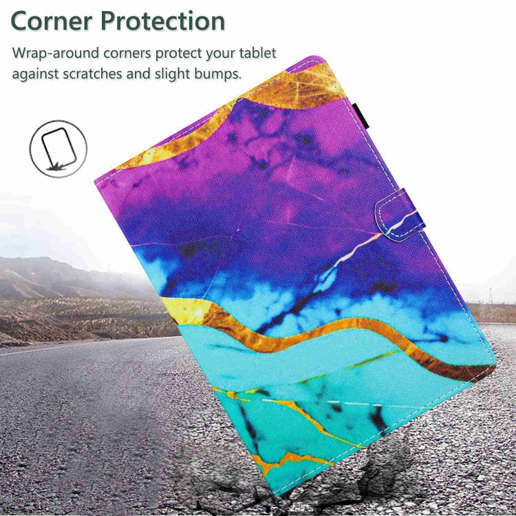 For Samsung Galaxy Tab A11 / A9 Marble Pattern Stitching Smart Leather Tablet Case(Purple Blue) by bashfashion