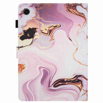 For Samsung Galaxy Tab A11 / A9 Marble Pattern Stitching Smart Leather Tablet Case(Gold Pink) by bashfashion