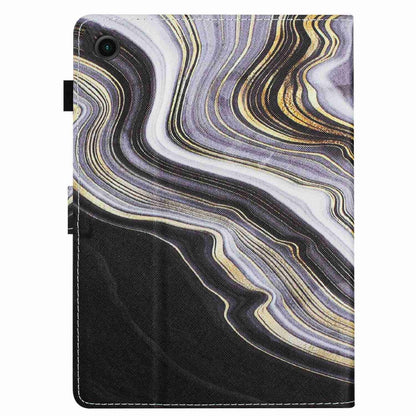 For Samsung Galaxy Tab A11+ / A9+ Marble Pattern Stitching Smart Leather Tablet Case(Black Gold) by bashfashion