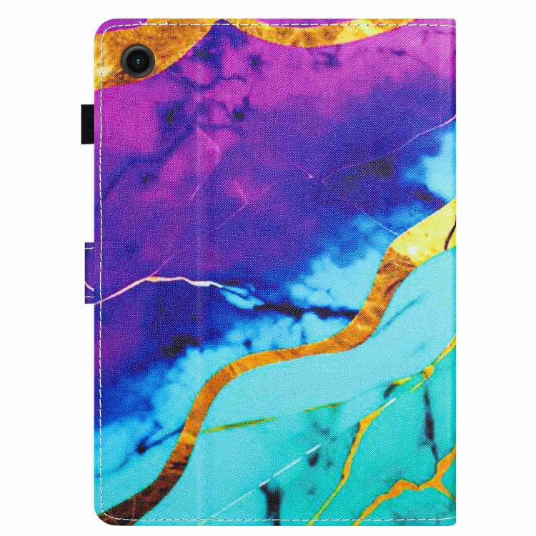 For Samsung Galaxy Tab A11+ / A9+ Marble Pattern Stitching Smart Leather Tablet Case(Purple Blue) by bashfashion
