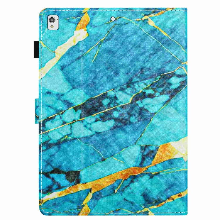 For Samsung Galaxy Tab S6 Lite P610 Marble Pattern Stitching Smart Leather Tablet Case(Gold Blue) by bashfashion