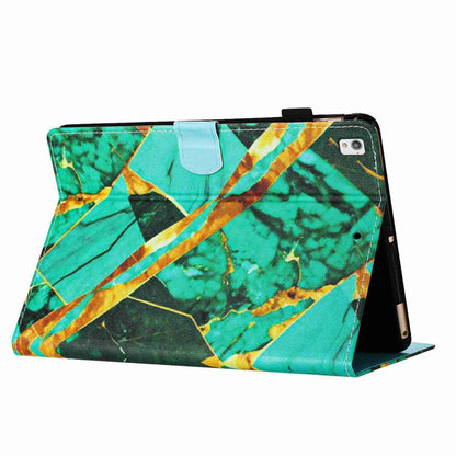For Samsung Galaxy Tab S6 Lite P610 Marble Pattern Stitching Smart Leather Tablet Case(Gold Green) by bashfashion